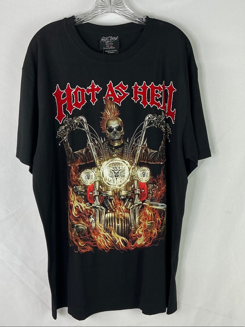 Rock Chang Biker Skeleton, Glow in the dark, Hot As Hell Graphic Tee - Black NWT